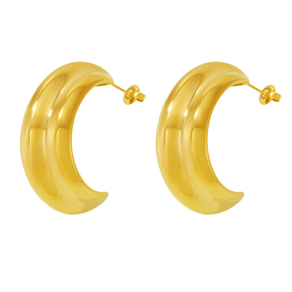 Stainless steel C-type Linjia hot-selling heavy industry high-gloss texture earrings earrings PVD electroplating European and American earrings wholesale 99