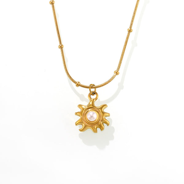 Sunflower Bead Clavicle Necklace Jewelry Stainless Steel Plated 18K Real Gold Non-Fading Jewelry Spot Wholesale 99