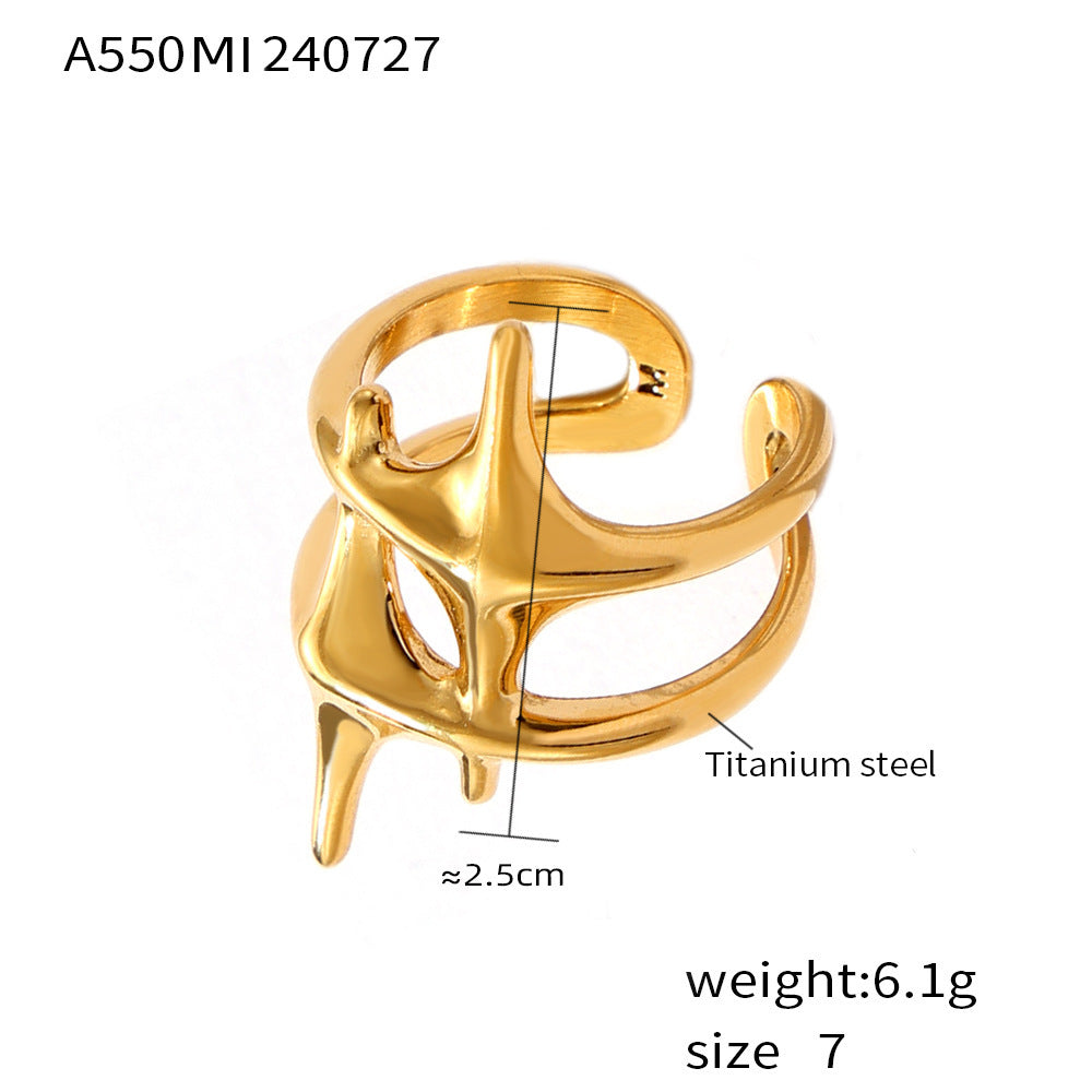 Cross mango ring, cold wind titanium steel plated with 18k real gold, trendy men's and women's index finger ring 99.
