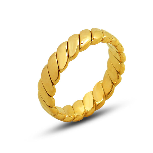Cold wind light luxury fashion geometric plain ring, titanium steel plated 18K real gold retro hand jewelry 99