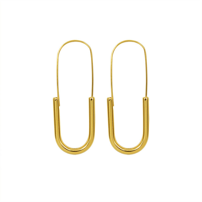 Long pin earrings jewelry, ear-mounted earrings, titanium steel plated with 18K real gold, non-fading jewelry women