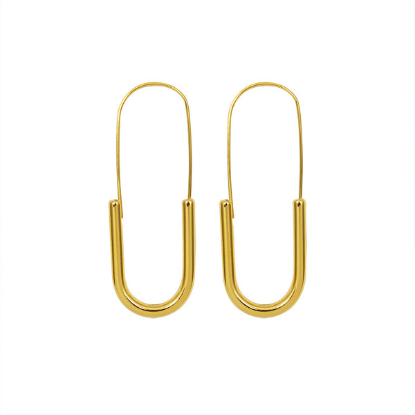 Long pin earrings jewelry, ear-mounted earrings, titanium steel plated with 18K real gold, non-fading jewelry women