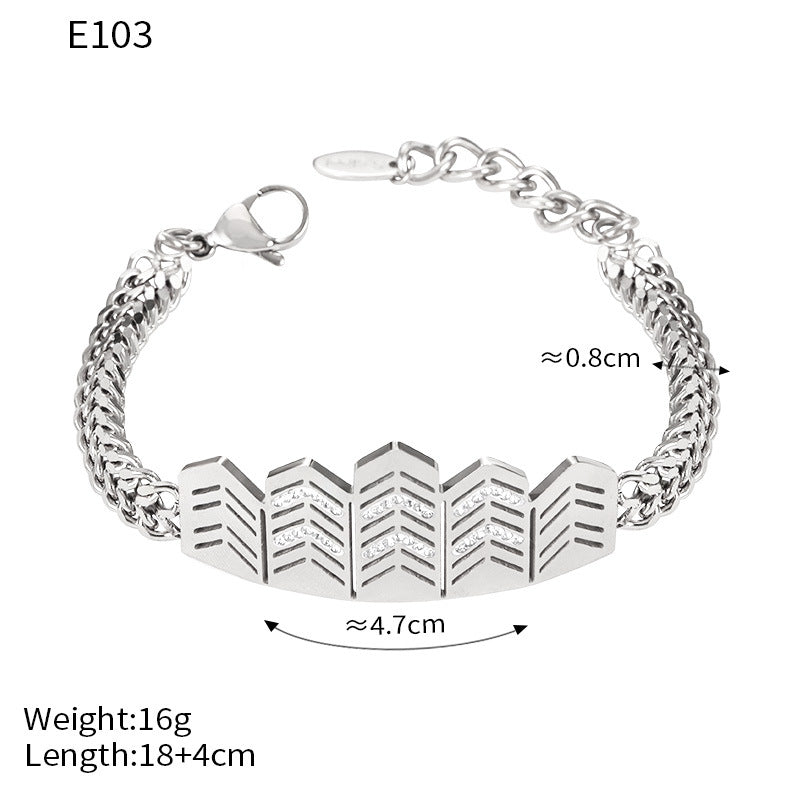 European and American ins style niche hip-hop geometric jewelry hollow flag diamond design sense personalized titanium steel jewelry set