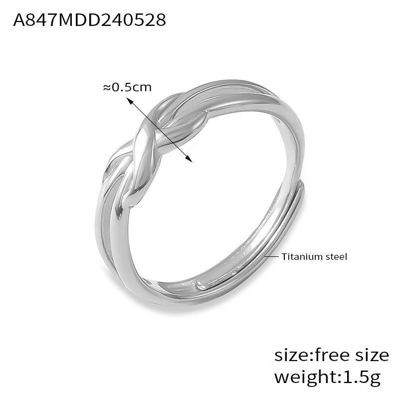 Fashion Trend Simple Personality Love Styling Ring Niche Glossy Design Titanium Steel Gold Plated Open Ring