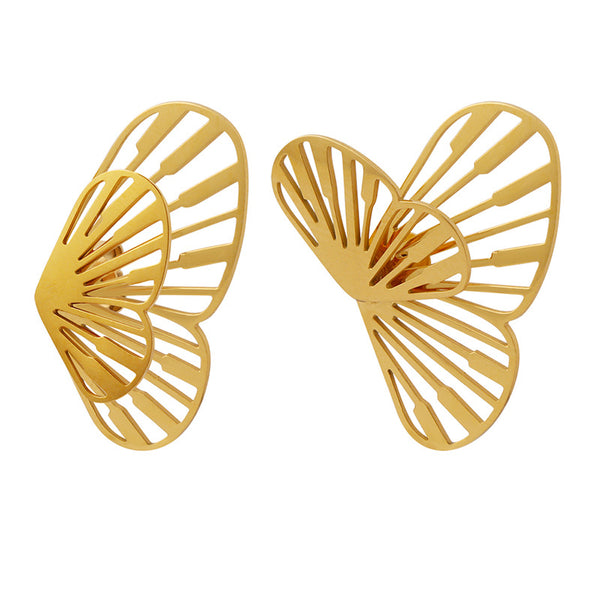 Titanium steel jewelry unique personality creative butterfly dancing earrings niche design gold-plated earrings women