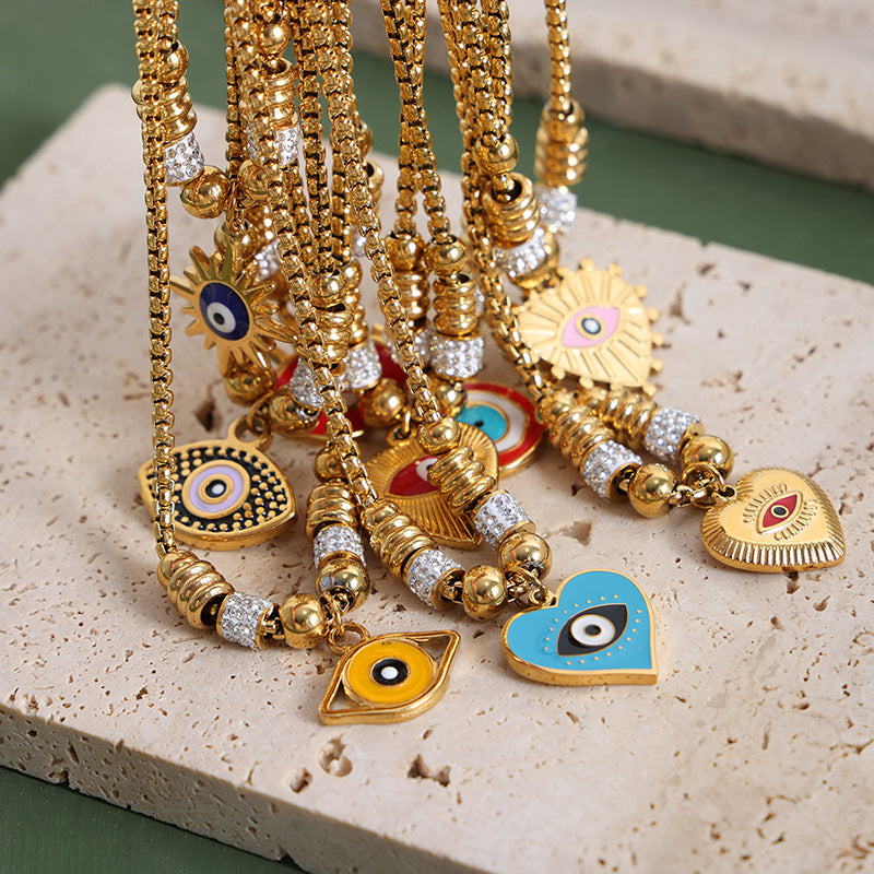 Retro personality versatile all kinds of exaggerated eye pendant titanium steel bracelet women's jewelry spot wholesale pp