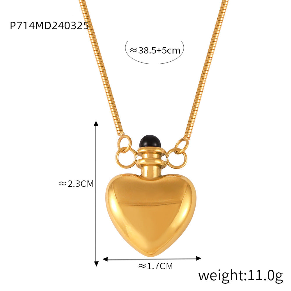 Fresh and simple personalized jewelry, love shape, small kettle design, weight color glaze pendant, titanium steel necklace