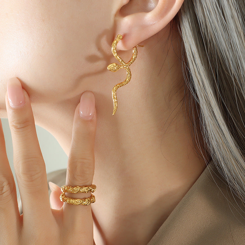 Wind snake cross wrap smart snake earrings cold wind high cold temperament fashion personality trend ear jewelry 99
