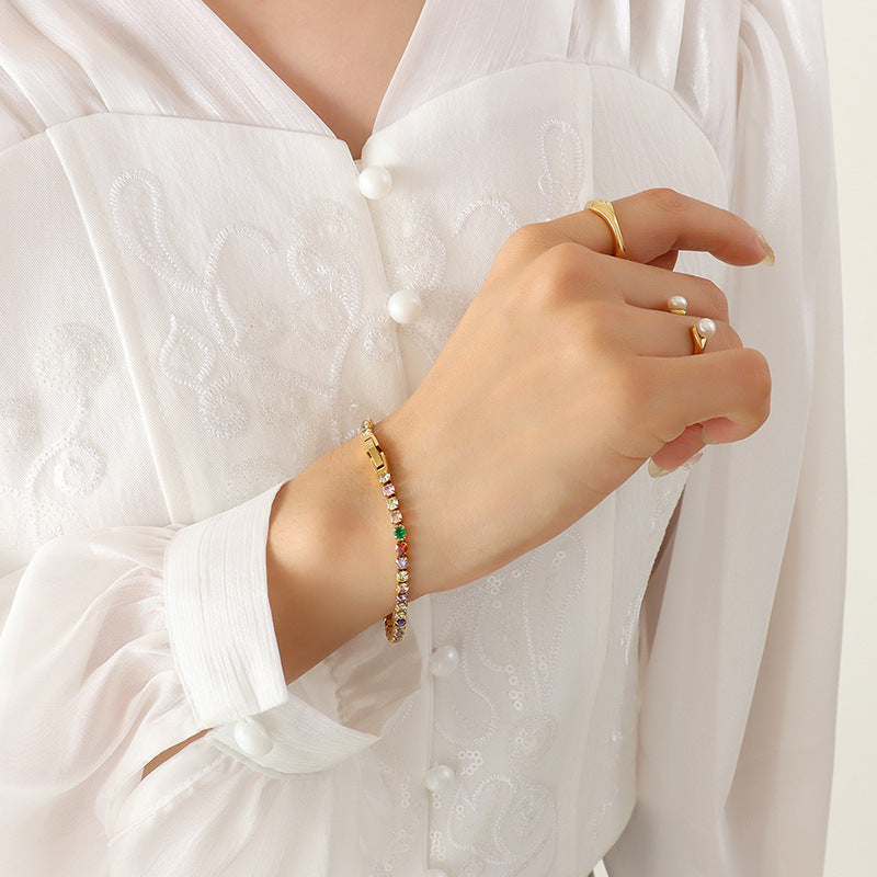 Hot-selling popular light luxury does not fade colorful diamond-encrusted zircon bracelet personalized versatile jewelry women 99