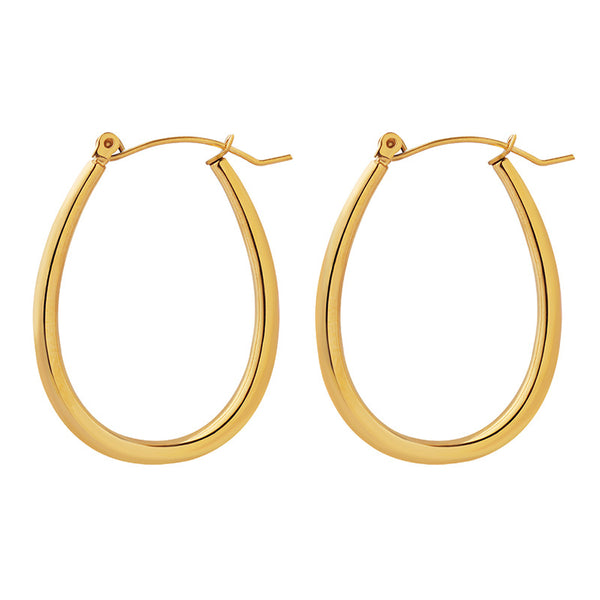 Plain ring titanium steel plated 18K gold U-shaped earrings femininity niche design versatile ear buckle earrings 99