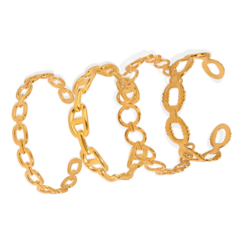 New simple, fashionable and versatile personalized titanium steel gold-plated irregular geometric hollow opening bracelet jewelry