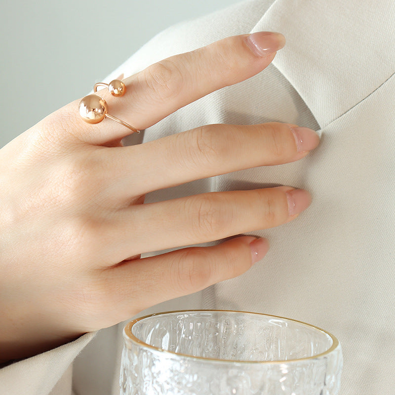 Jewelry Women's Personality Versatile Single Product Ring Fashion New Trendy Titanium Steel Ball Finger Ring Jewelry A101