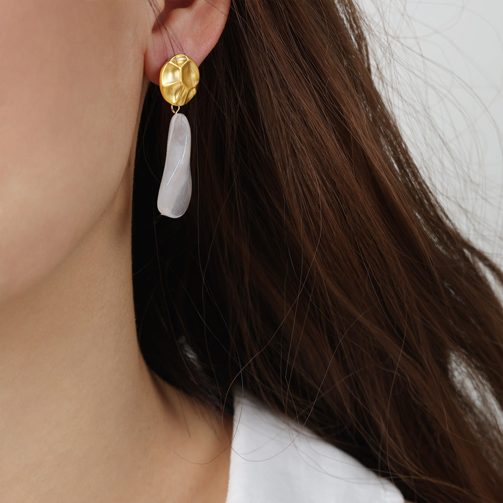 New retro court style new stud earrings resin pendant geometric smudge earrings jewelry women