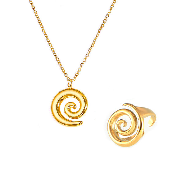 Elegant and simple personality, niche spiral shape jewelry, line twist design, titanium steel jewelry set