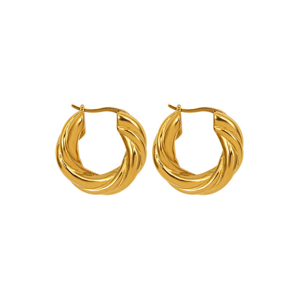 Marka temperament texture heavy industry special-shaped DIY earrings titanium steel plated 18K real gold non-fading earrings F435