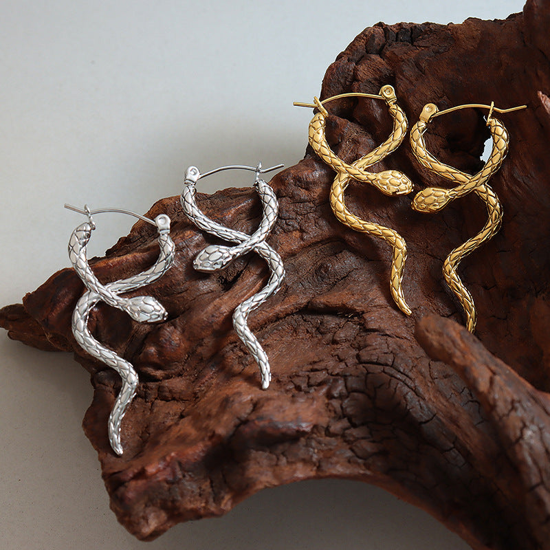 Wind snake cross wrap smart snake earrings cold wind high cold temperament fashion personality trend ear jewelry 99