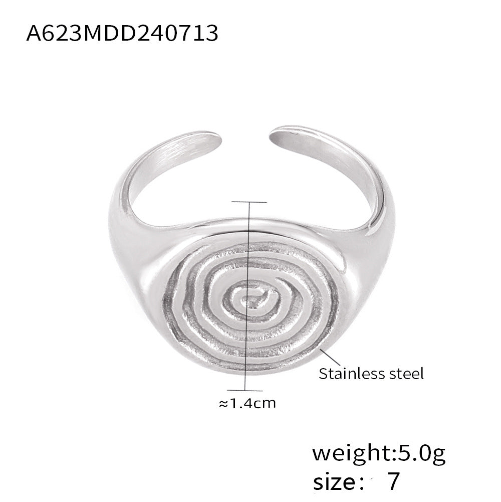 Chic style love hammer ring stainless steel plated 18k gold opening retro design niche temperament jewelry