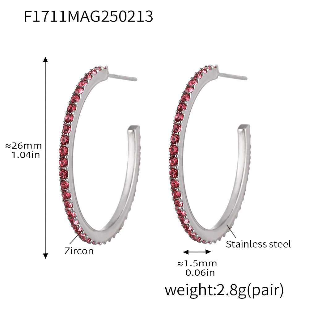 Fine titanium steel inlaid zircon earrings fashion light luxury personalized temperament earrings spot wholesale