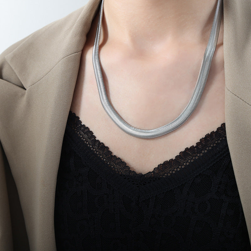New fashion high sense light luxury cold wind titanium steel snake bone chain women's necklace simple niche jewelry pp